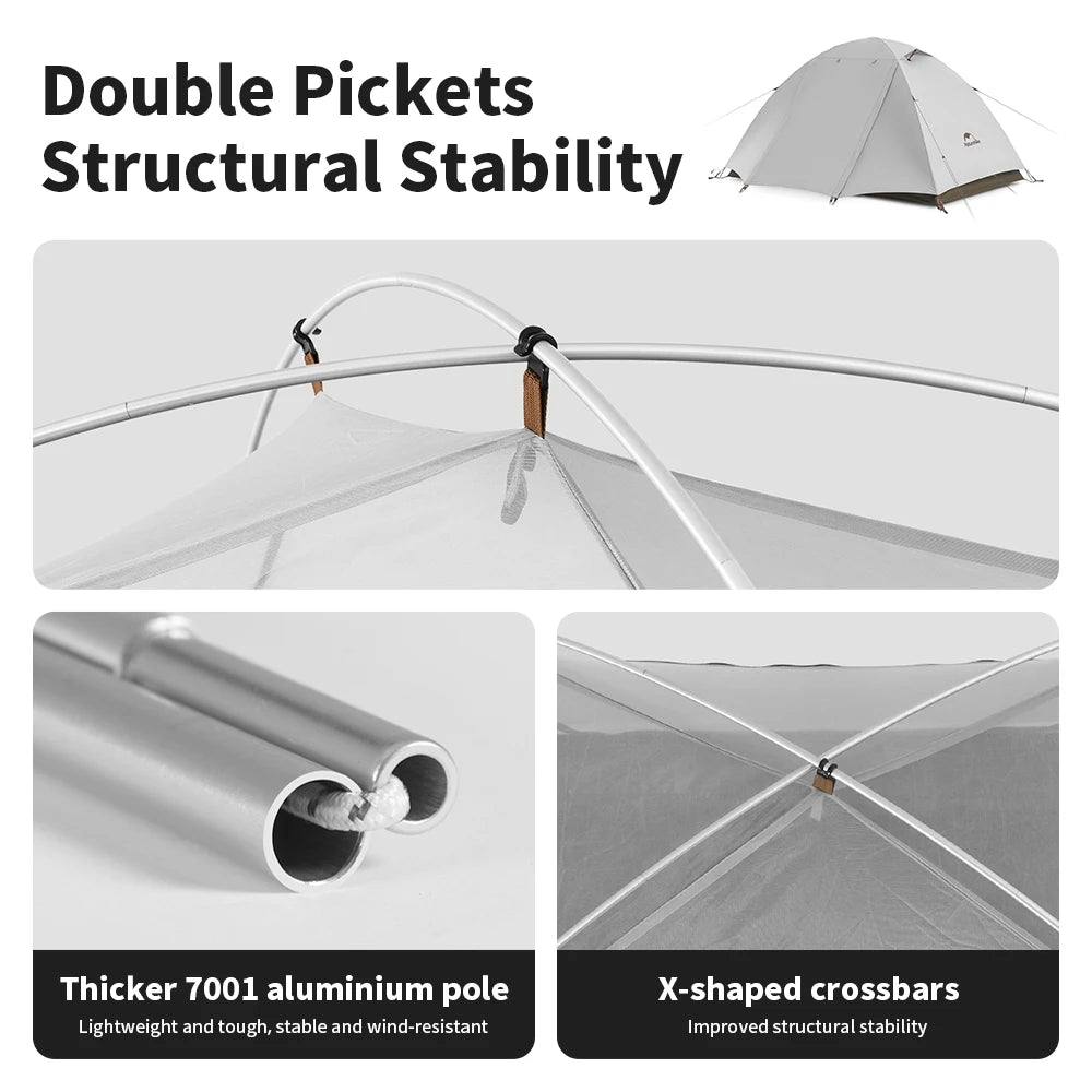 Naturehike 2-3 Person Camping Tent – Waterproof, UPF50+ Ultralight Outdoor Shelter for Hiking, Trekking & Sun Protection