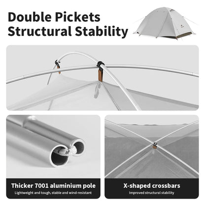 Naturehike 2-3 Person Camping Tent – Waterproof, UPF50+ Ultralight Outdoor Shelter for Hiking, Trekking & Sun Protection