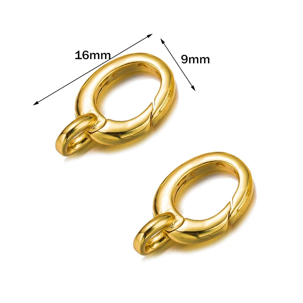 2PCS Gold Filled Oval Clasp - 14K/18K Spring Connector Carabiner for DIY Jewelry Necklace & Bracelet Making