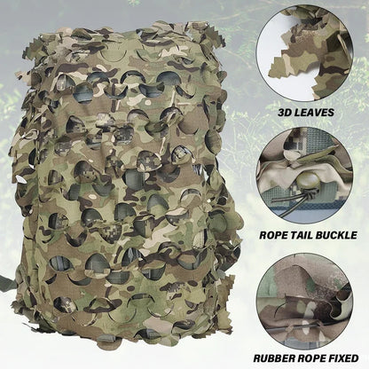 3D Camo Backpack Cover - Laser Cut Camouflage Hunting Bag Cover for 60L/80L Packs, Paintball & Outdoor Gear