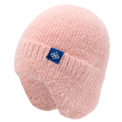 Women’s Earflap Winter Hat – Candy Color Faux Fur Knit Beanie, Kpop Style Streetwear Cap
