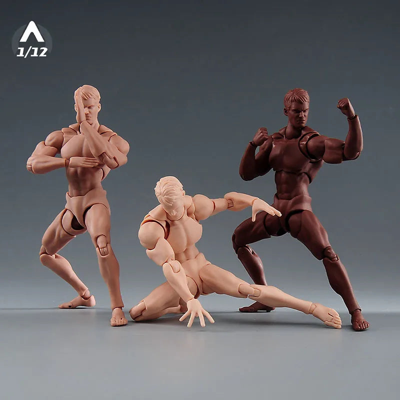1/12 Scale Male Soldier Action Figure — 16cm Flexible Joint Articulated Toy Doll Model White Yellow Black