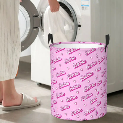 Custom Barbie Logo Laundry Basket – Collapsible Large Capacity Clothes Storage Bin, Disney Baby Hamper