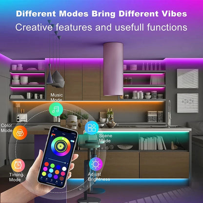 USB LED Strip Lights – Bluetooth-Controlled SMD 5050 RGB Tape, Flexible Self-Adhesive TV Backlight