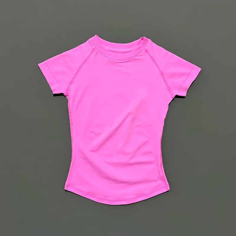 Women’s Seamless Sports Top – Short Sleeve Slim Fit Yoga & Gym Running Fitness Activewear T-Shirt Athletic Workout Tee