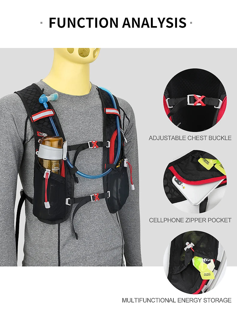 INOXTO 5L Trail Running Backpack - Ultra-Light Hydration Vest for Marathon & Cycling with 1.5L/2L Water Bag