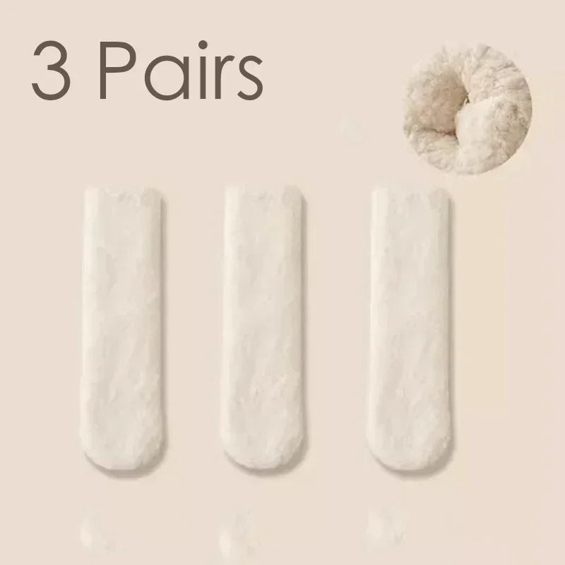 3 Pairs Unisex Plush Slipper Socks — Thick Winter Coral Fleece Cozy Mid-Calf Socks for Couples