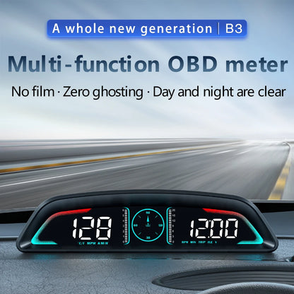 Multi OBD Meter B3 HUD – Speed, RPM, Water Temp, Fuel, Time with Overspeed, Voltage Alarm & Drive Reminder