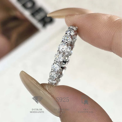 FEOBUR 7ct 5mm Moissanite Ring – Certified 925 Sterling Silver Full Diamond Engagement & Wedding Eternity Band for Men & Women