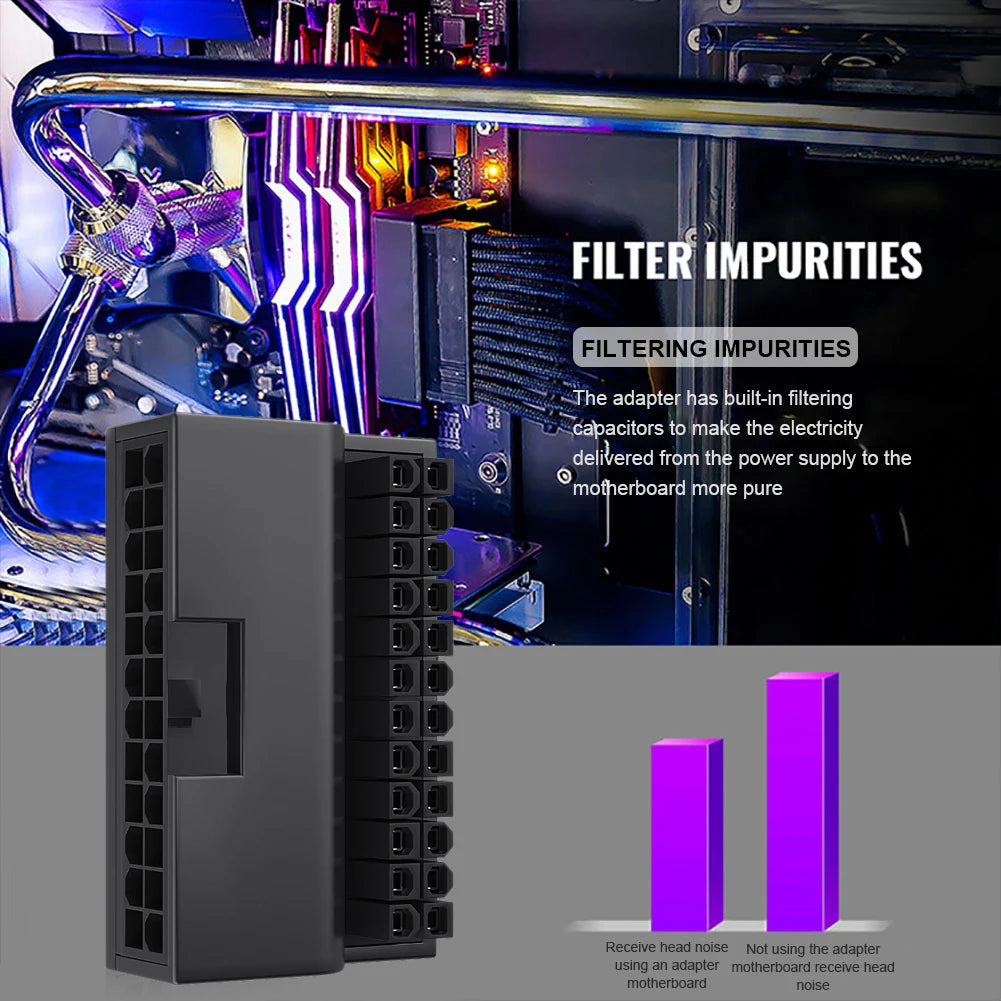 TEUCER 24-Pin ATX Power Adapter - 90° Motherboard Power Connector Extension Cable