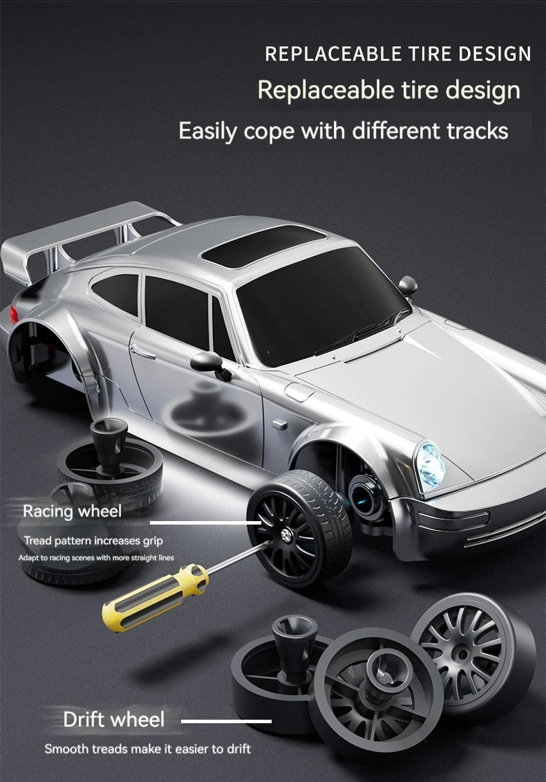 1:24 RC Drift Car — 4WD High-Speed Remote Control Sport Car with LED Lights & Extra Drifting Tire, Kids & Adult Gift