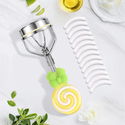 Lollipop Handle Eyelash Curler - Replaceable Adhesive Tape Lash Tool for Beginners and Easy Eye Makeup Application