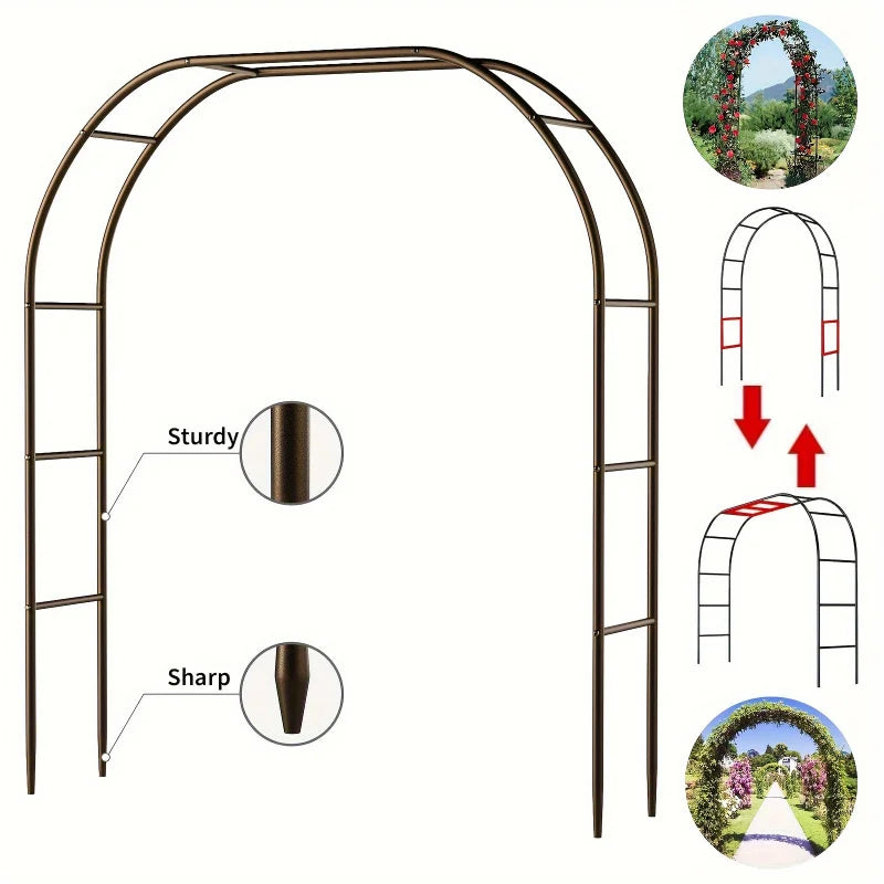 100 Inch Metal Garden Arch – Heavy Duty Steel Frame with Gothic Style, Wedding Arch for Lawn & Rock Climbing