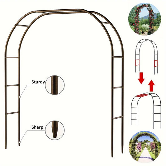 100 Inch Metal Garden Arch – Heavy Duty Steel Frame with Gothic Style, Wedding Arch for Lawn & Rock Climbing