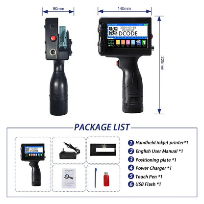DCODE 1750PLUS Handheld Inkjet Printer – Portable 12.7/25.4mm QR Code, Barcode, Text, Date & Batch Number Printing Machine, Label Coding Device