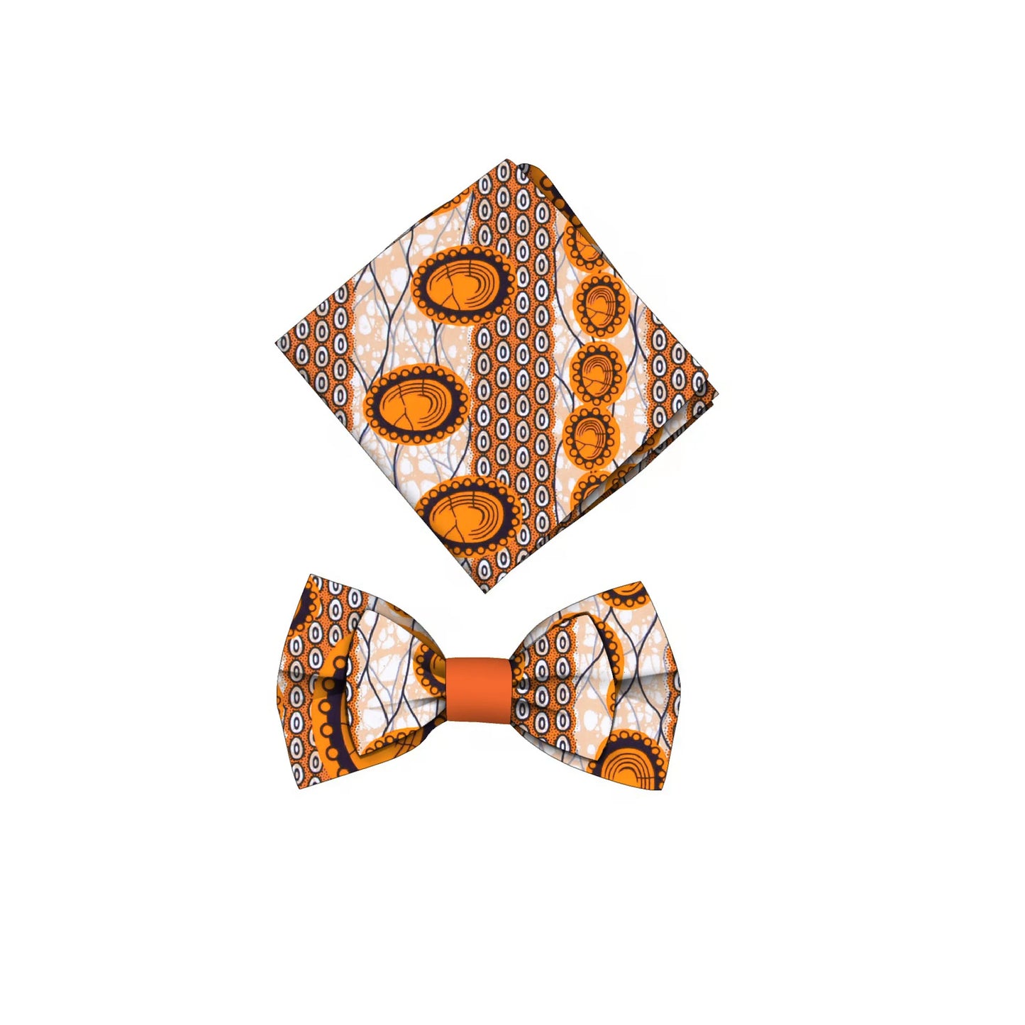 African Print Bow Tie & Kerchief Set - Bohemian Cotton Accessories for Men, Stylish Gift SP077
