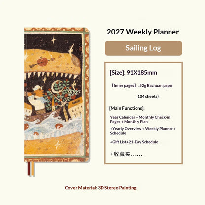 Kinbor 2027 A5/A6 Planner Notebook - Full-Year Daily Journal & Monthly Agenda for Time Management