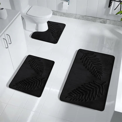 3Pcs Anti-Slip Bath Rug Set – Non-Slip Quick Dry Absorbent Bathroom Mat, Machine Washable Shower Carpet for Home