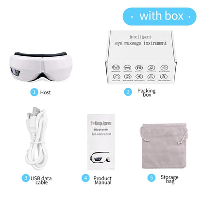 6D Smart Eye Massager – Vibration & Airbag Compression, Bluetooth Music Eye Care Glasses for Fatigue Relief