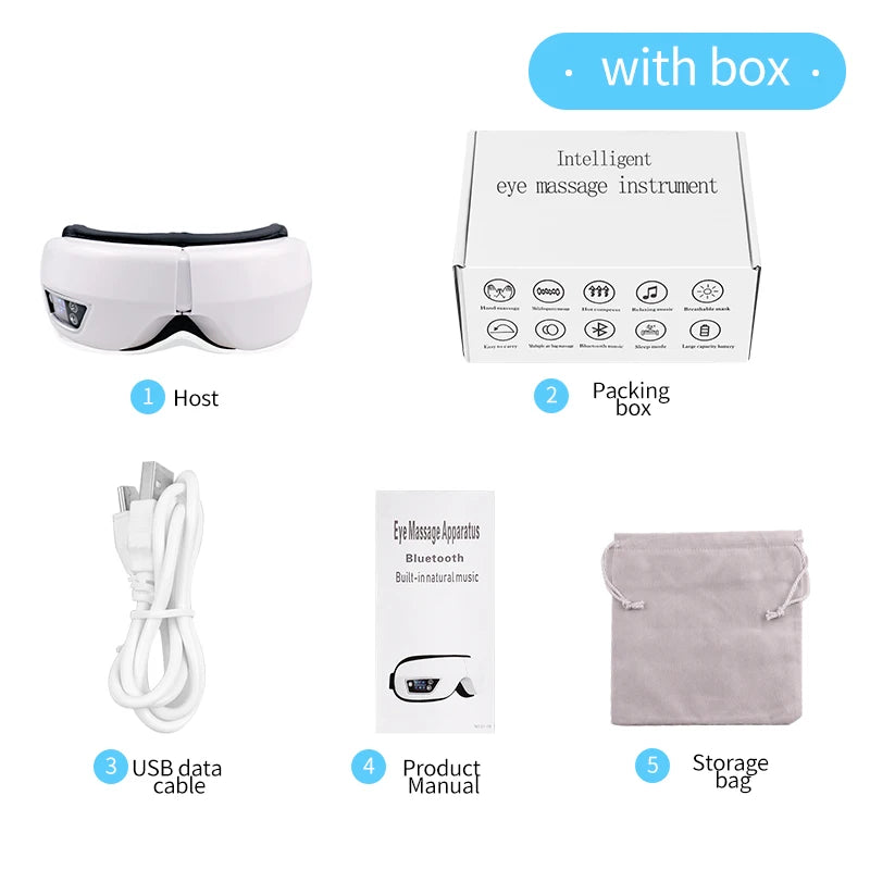 6D Smart Eye Massager — Vibration & Hot Airbag Compress, Bluetooth Music Eye Massage Glasses for Relaxation & Fatigue Relief