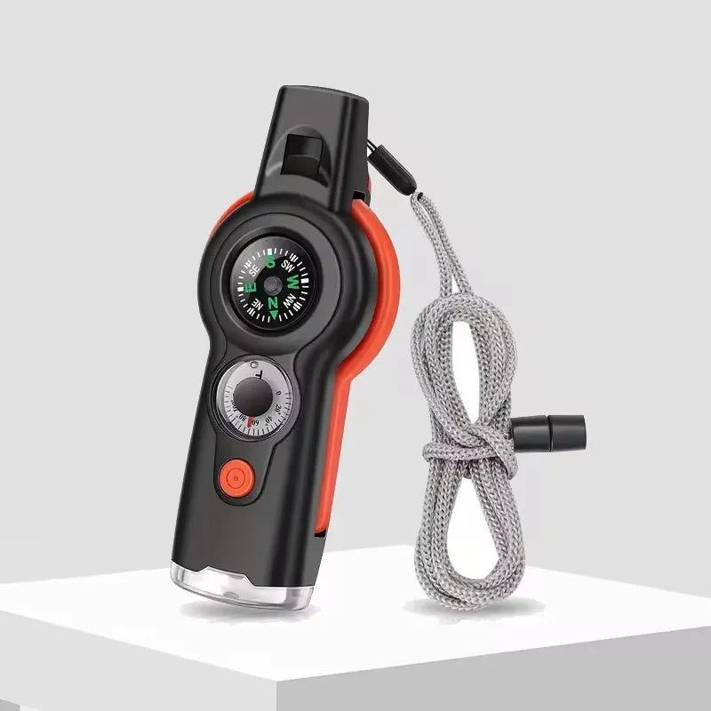 7-in-1 Outdoor Survival Whistle – Emergency Camping & Hiking Rescue Tool