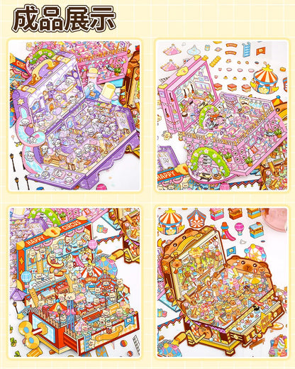 DIY Plus Size 3D Treasure Box World Landscape Stickers - Pocket Cabin Scene | Creative Gift for Kids