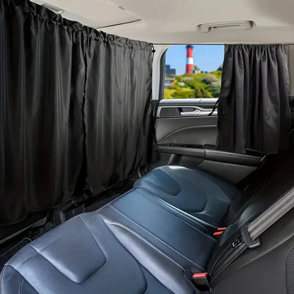 4PCS Car Privacy Curtain Set – Detachable Window Shade Covers for Travel, Camping & Night Rest, Universal Car Sun Privacy Drapes