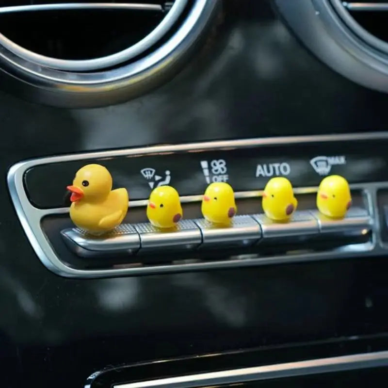 5-Piece Mini Duck Car Decorations - Cute Dashboard and Rearview Mirror Ornaments for Car Interior Accessories