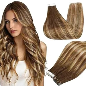 Full Shine Blonde Tape-In Hair Extensions – 100% Remy Human Hair, Double-Sided, Straight, Silky & Comfortable for Women