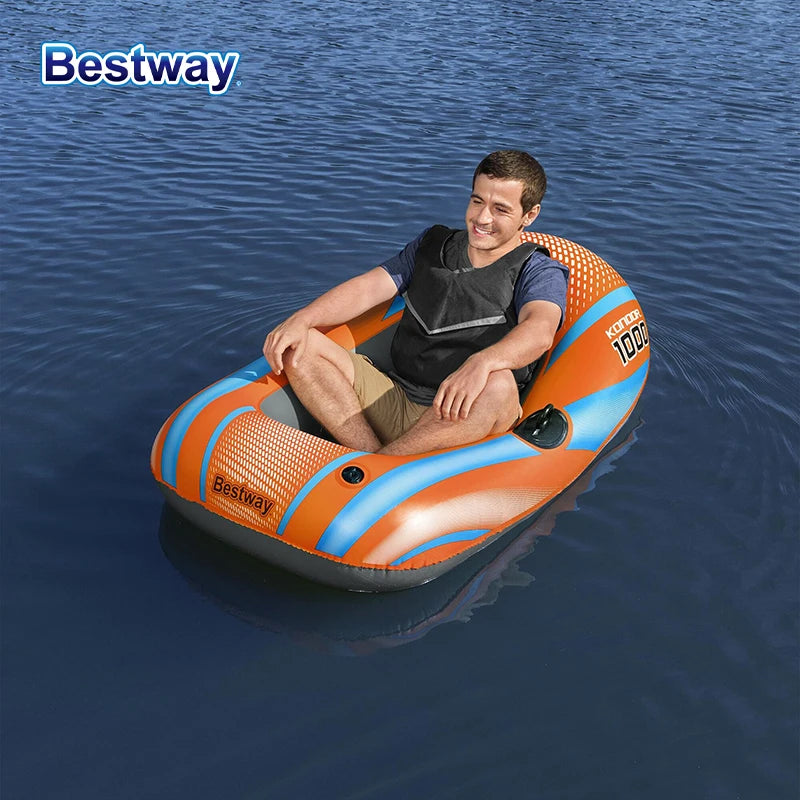 Bestway 61136/61140/61142/61146 Heavy-Duty Inflatable Kayak – 1-3 Person PVC Rafting Boat for Adventure & Thrilling Rides