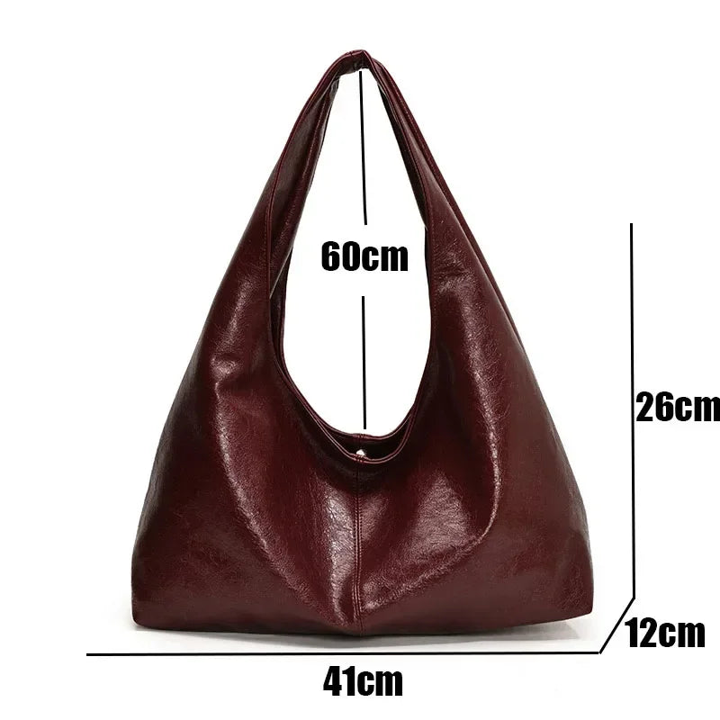 Women’s Large Black Hobo Shoulder Bag – Soft Leather Crossbody Shopper Tote Handbag for Travel & Everyday Use