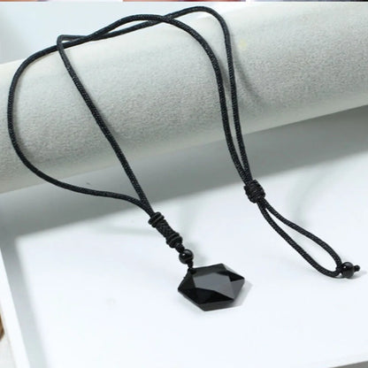 Obsidian Hexagram Pendant Necklace – Black Protection Amulet Jewelry for Men & Women
