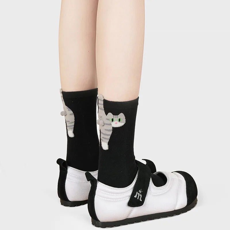 Cartoon Cat Cotton Socks for Women – Breathable Comfortable All-Season Gift for Cat Lovers