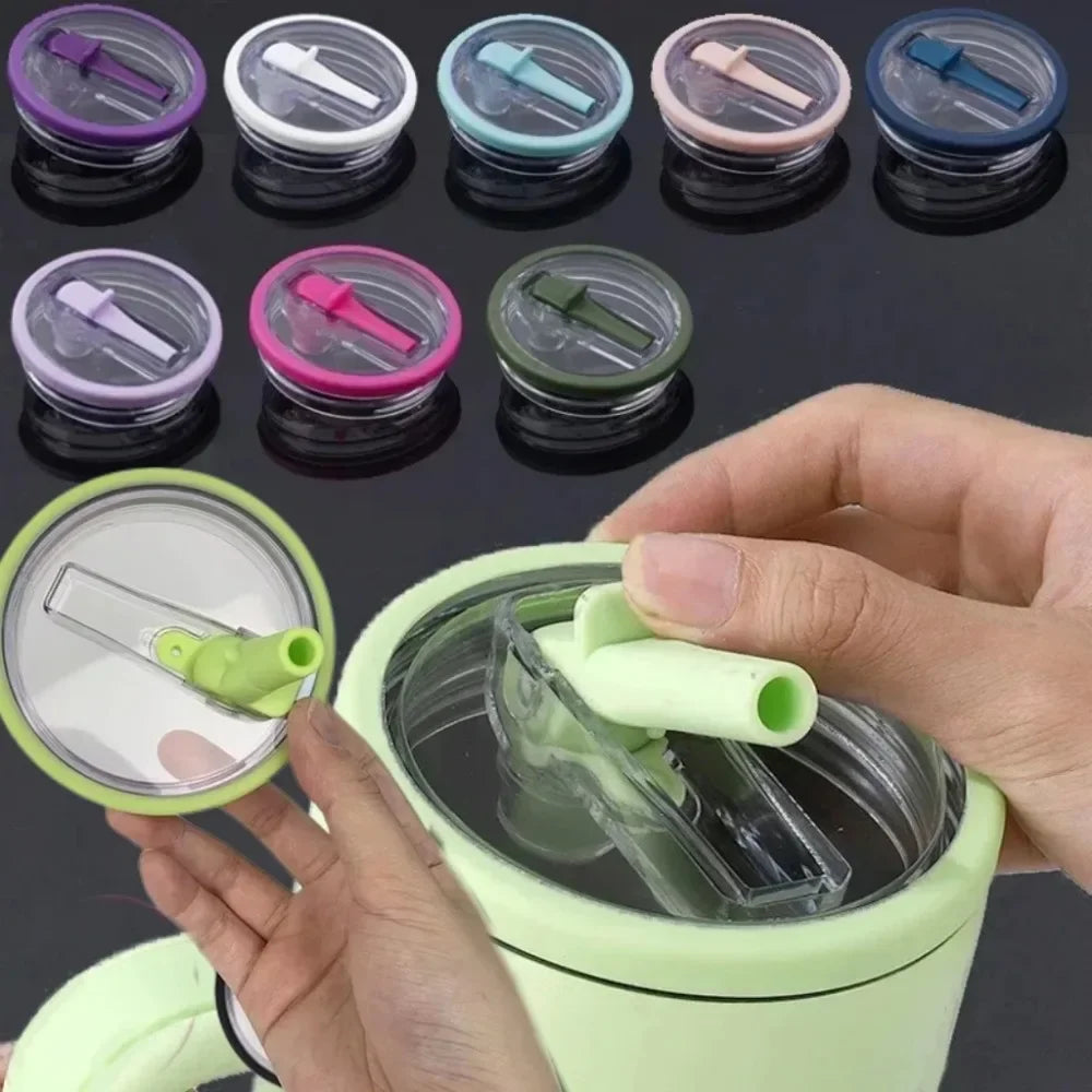 Spill-Proof 40oz Cup Lid for Stanley – Eco-Friendly Replacement with Spiral Straw Cover Accessory