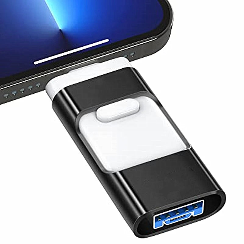 3-in-1 USB Flash Drive for Phone – 2TB, 1TB, 512GB, 256GB, 128GB USB 3.0 Stick, Memory Expansion for Photos and Files