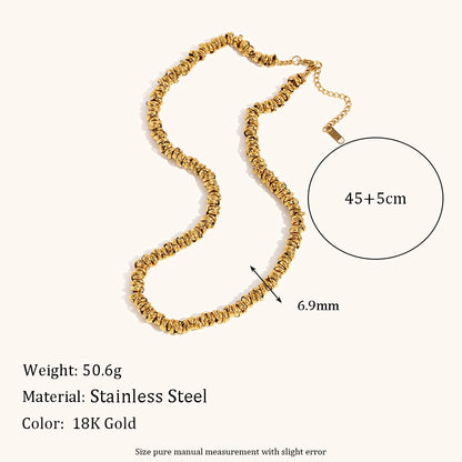La.Muses Dual Color Circular Bead Necklace — Gold & Silver Stainless Steel Jewelry for Women