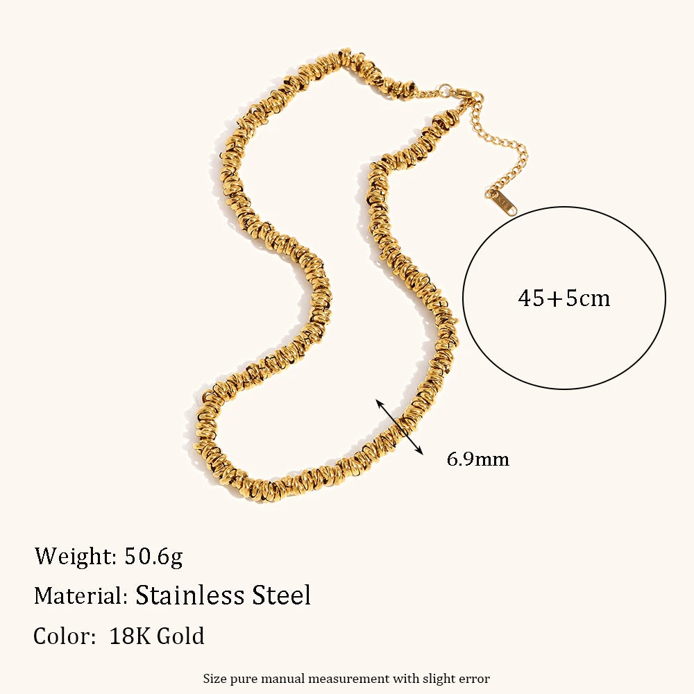 La.Muses Dual Tone Gold & Silver Bead Necklace – Waterproof Stainless Steel Chain Jewelry Gift for Women