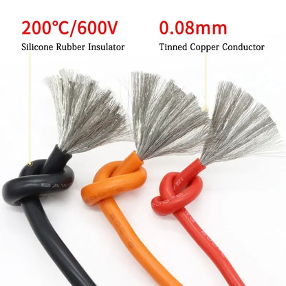 Ultra Soft Silicone High-Temperature Copper Wire – 1M/5M Heat-Resistant Electrical Cable, 30–10 AWG Flexible Power & DIY Wiring Cord