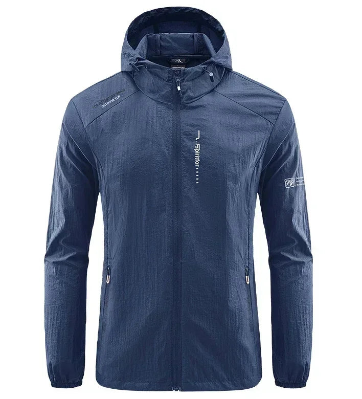 Men’s UPF 50+ UV Protection Jacket - Quick-Dry Lightweight Hooded Windbreaker for Hiking, Fishing and Cycling