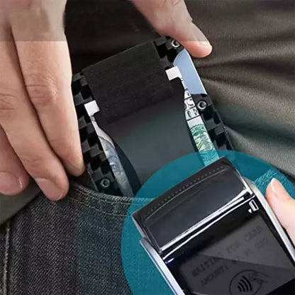 Forged Carbon Fiber Slim Smart Wallet for Men - Luxury Aluminum RFID Money Clip and Credit Card Holder