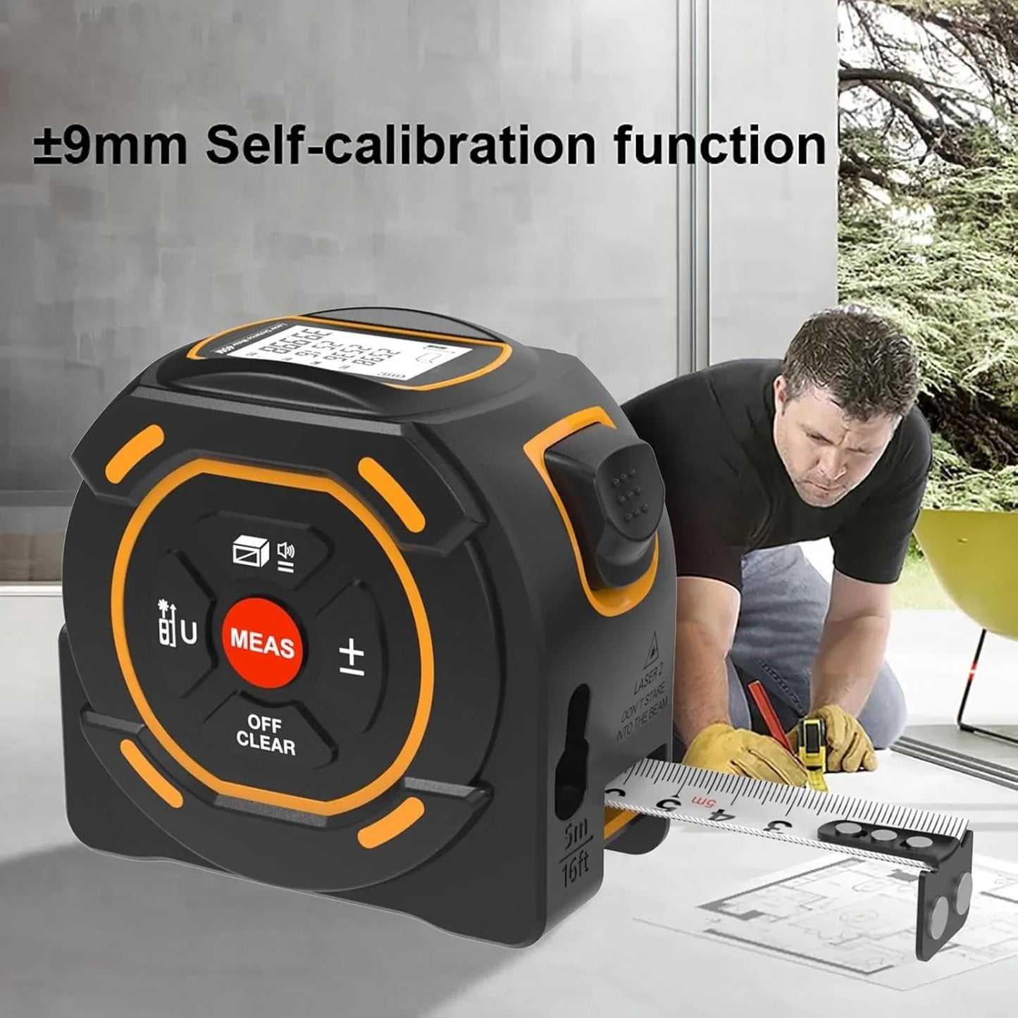 3-in-1 Laser Distance Measure 40/60M — Infrared Smart Ruler High-Precision Measuring Tool