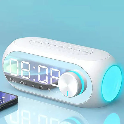 Bluetooth Alarm Clock Speaker - Portable FM Radio Wireless Music Speaker with Subwoofer