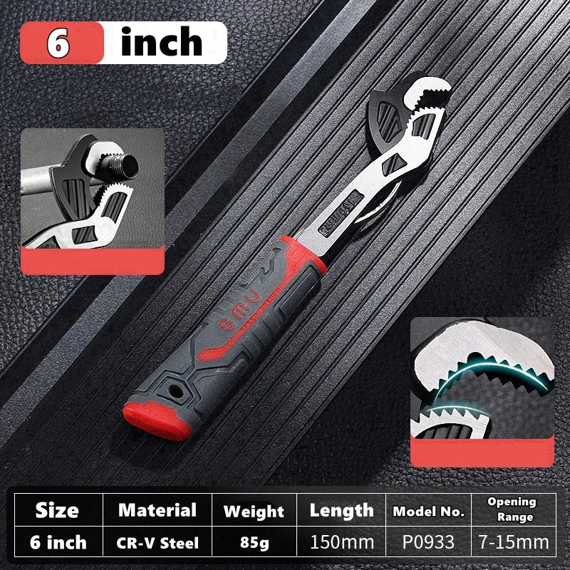 Universal Adjustable Self-Locking Wrench - CR-V Multifunctional Plumbing Hand Tool for Bathroom and Home Repairs, 6–12 Inch