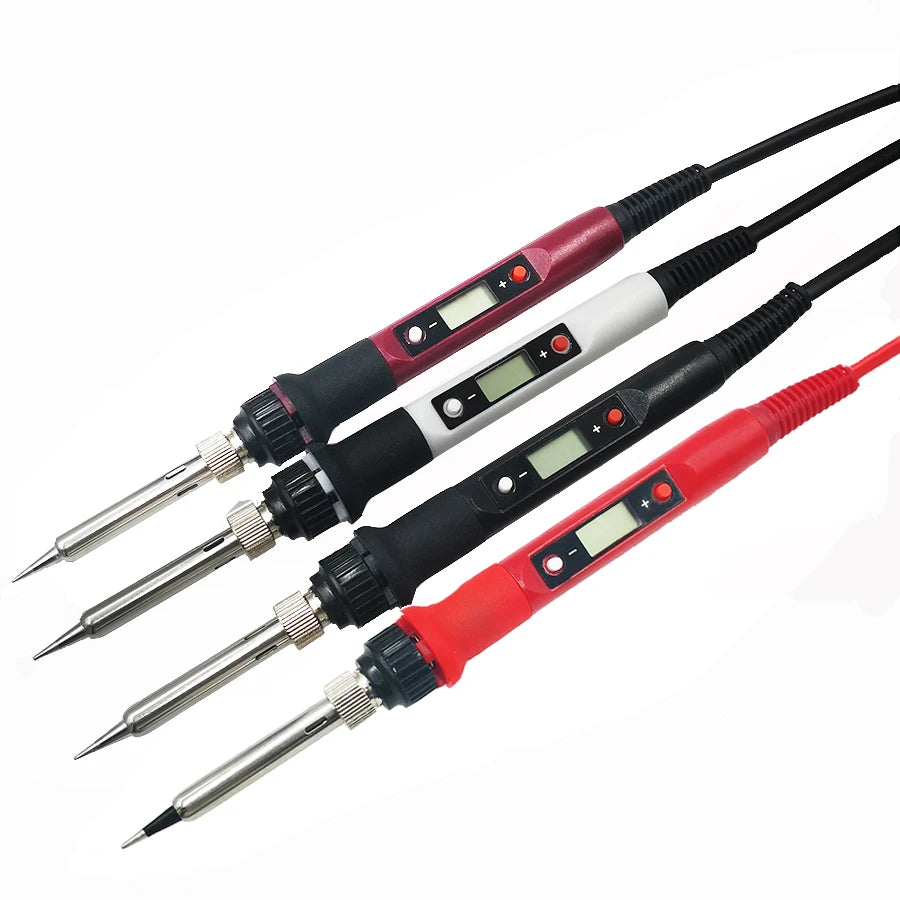 80W Digital Electric Soldering Iron Kit – Adjustable Temperature LCD Display Welding Tool Set (110V/220V) with Replaceable Tips