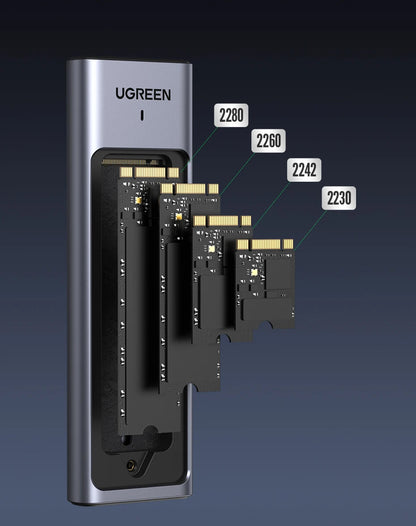 UGREEN M.2 SSD Enclosure – 20Gbps USB 3.2 Gen2 Type-C Adapter for NVMe & SATA SSD (M & B+M Key)