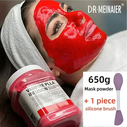 650g Chamomile Hyaluronic Acid Facial Moisturizing Mask Powder with Silicone Brush, Rose Jelly Mask for Skin Elasticity