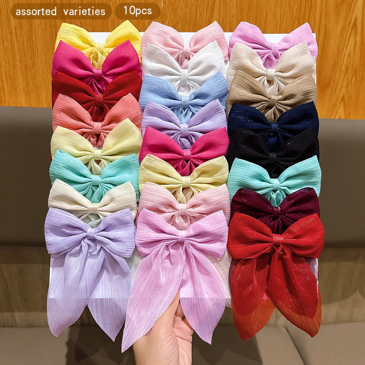 10-Color Random Bow Hair Clips - Cute Everyday Hair Accessories for Girls and Women