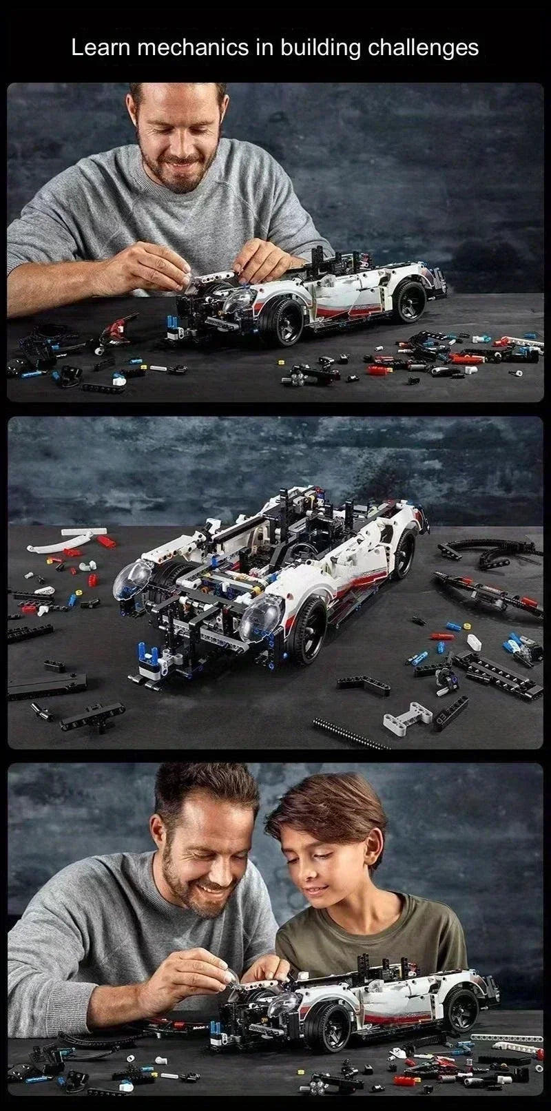 1580+PCS Technical Super Sports Car Building Kit – 1:10 Scale DIY Model Race Car Toy for Kids & Collectors