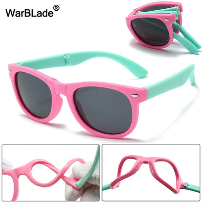 WarBlade Foldable Kids Sunglasses – Polarized UV400 Flexible Square Shades for Boys & Girls