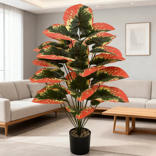Color Blocking Artificial Tropical Plant – 24 Leaves Fake Decorative Plant for Home, Office, Holiday & Outdoor Garden Decor